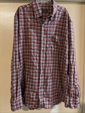 Men's Casual Red Plaid Button-Down Shirt by Fish Hippie Size L